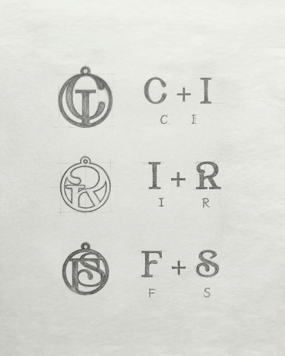 Schlüsselanhänger mit verschlungenen Initialen