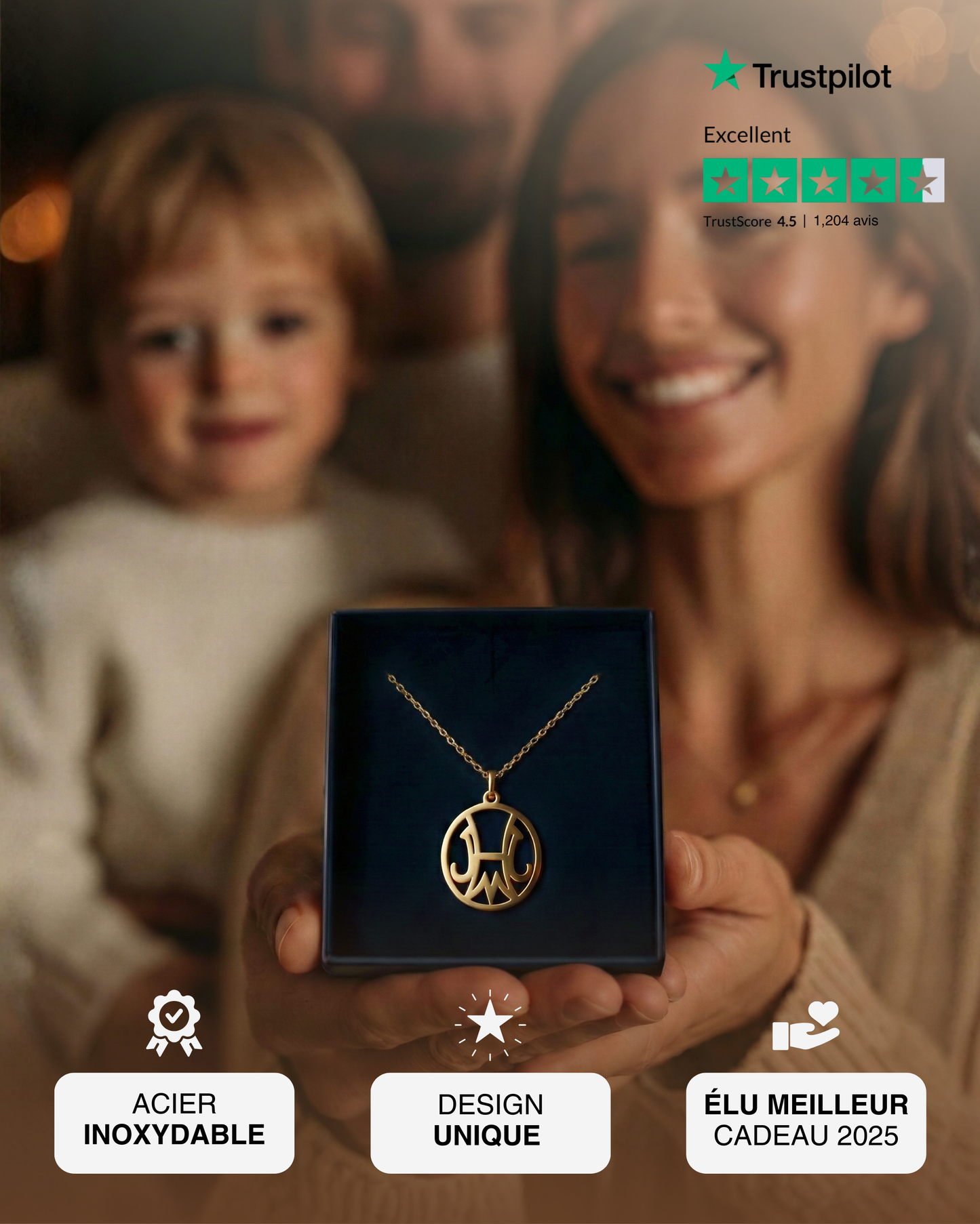 Collier Initiales Famille - Un lien éternel