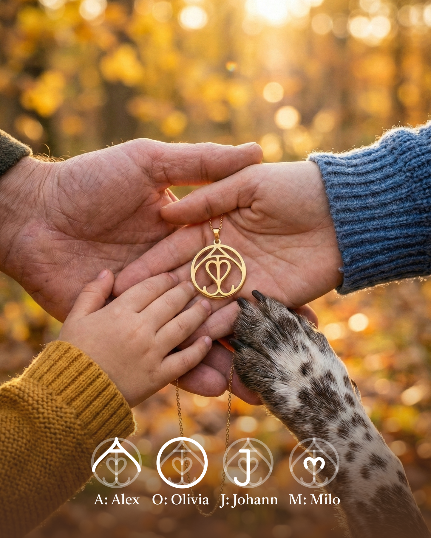 Collier Initiales Famille - Un lien éternel